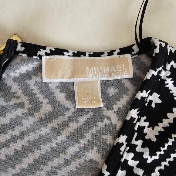 Michael Kors Black & White Sleeveless Dress - Size L - Picture 2 of 6